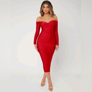 Solid Off Shoulder Bodycon Dress